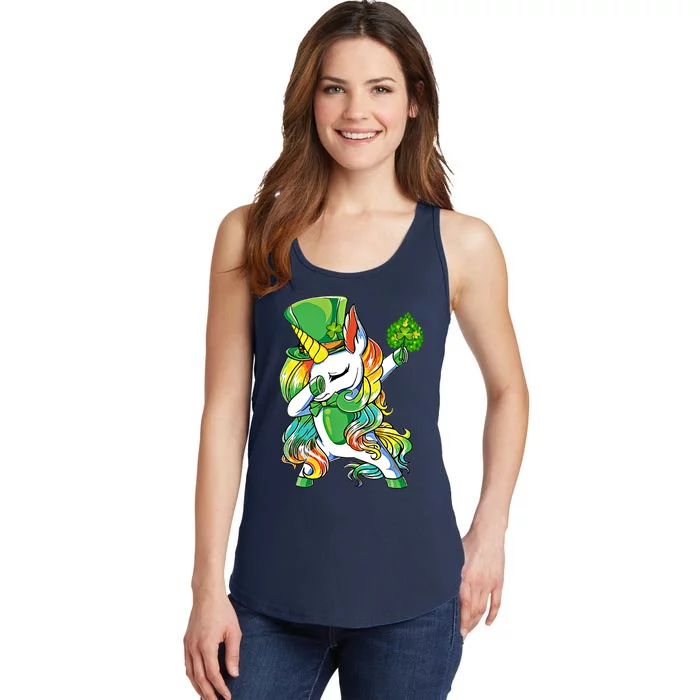 Dabbing Unicorn Funny Saint Patricks Day Shamrock Lepricorn Gift Ladies Essential Tank