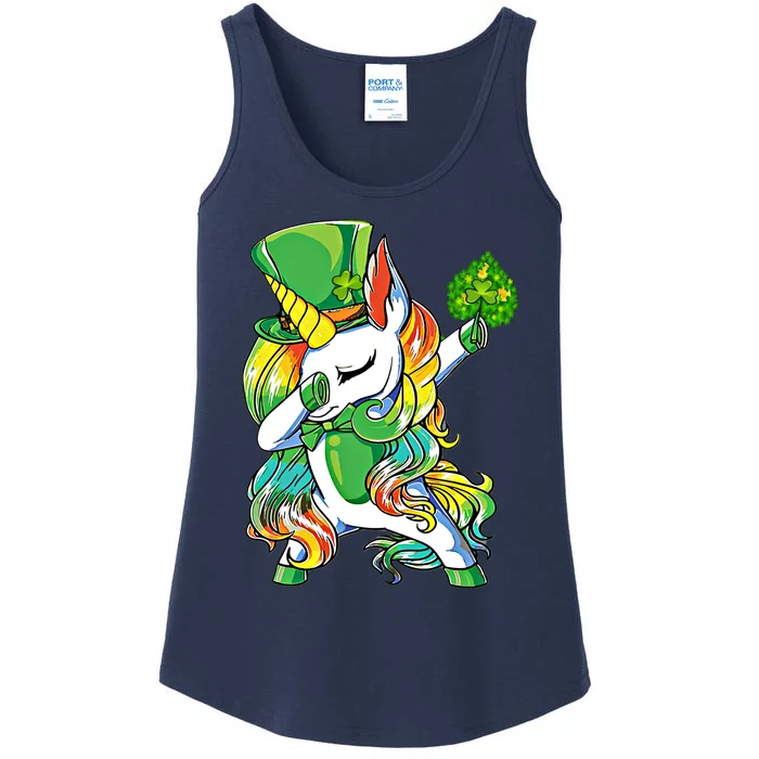 Dabbing Unicorn Funny Saint Patricks Day Shamrock Lepricorn Gift Ladies Essential Tank