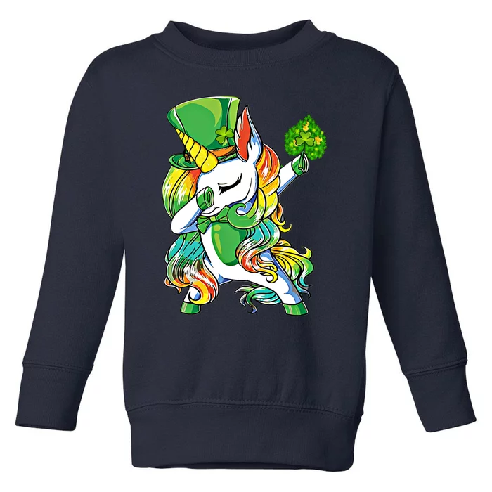 Dabbing Unicorn Funny Saint Patricks Day Shamrock Lepricorn Gift Toddler Sweatshirt