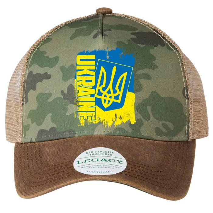 Distressed Ukraine Flag Stand With Support Ukraine Legacy Tie Dye Trucker Hat