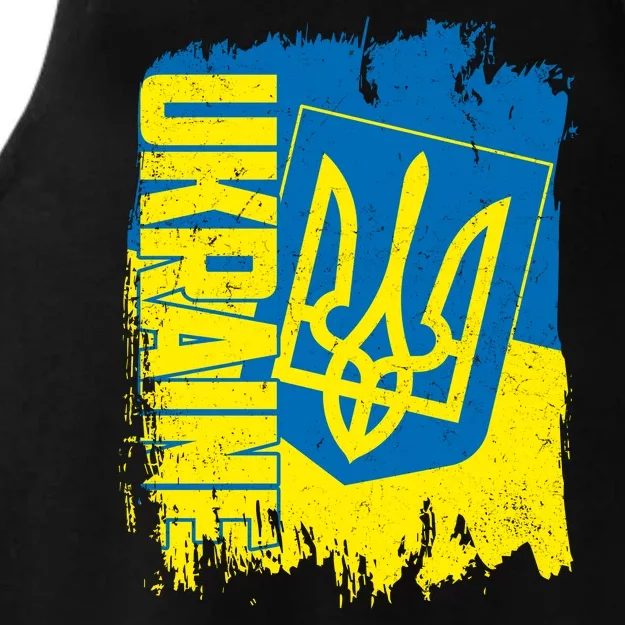 Distressed Ukraine Flag Stand With Support Ukraine Ladies Tri-Blend Wicking Tank