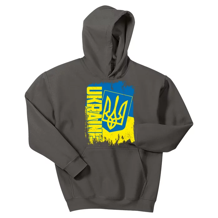 Distressed Ukraine Flag Stand With Support Ukraine Kids Hoodie