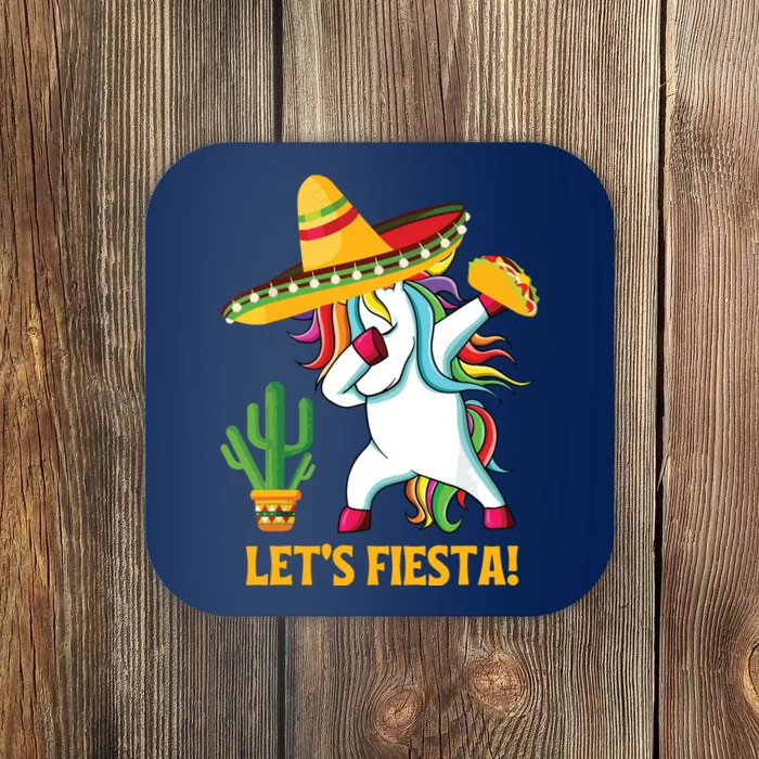 Dabbing Unicorn Funny Cinco De Mayo Let's Fiesta Coaster