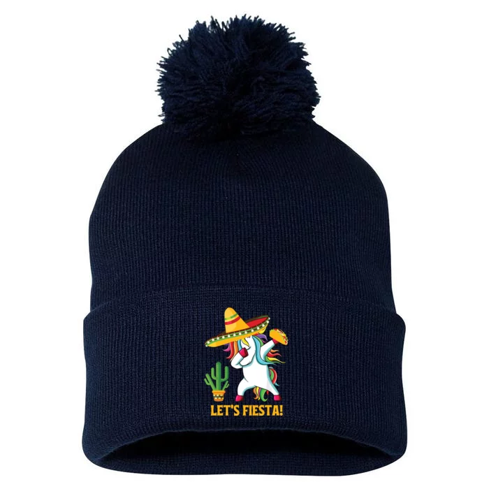 Dabbing Unicorn Funny Cinco De Mayo Let's Fiesta Pom Pom 12in Knit Beanie