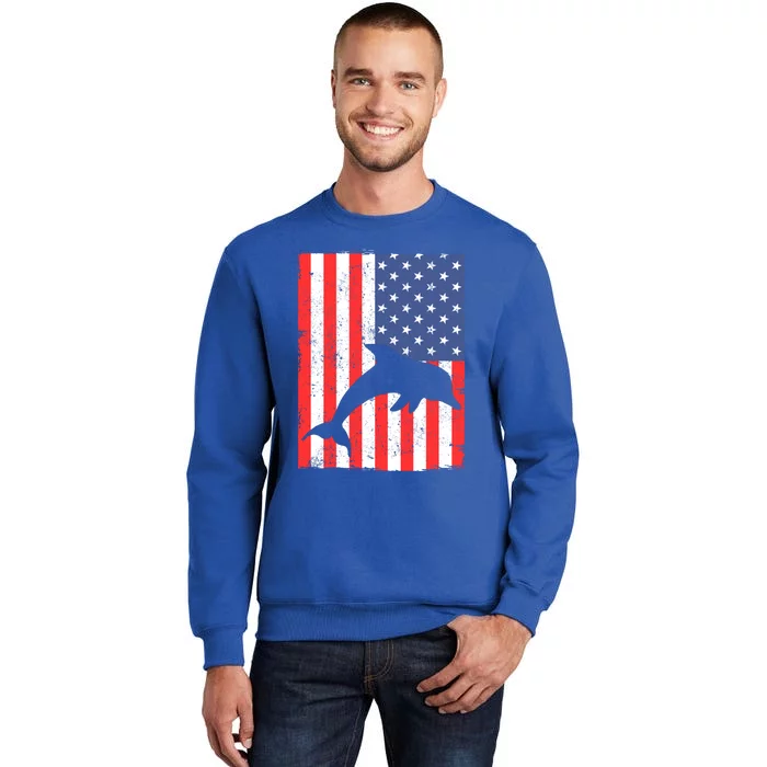 Dolphin Us Flag Independence Day Meaningful Gift Sweatshirt