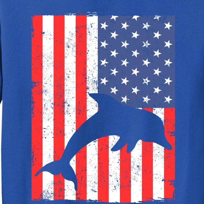 Dolphin Us Flag Independence Day Meaningful Gift Tall Sweatshirt