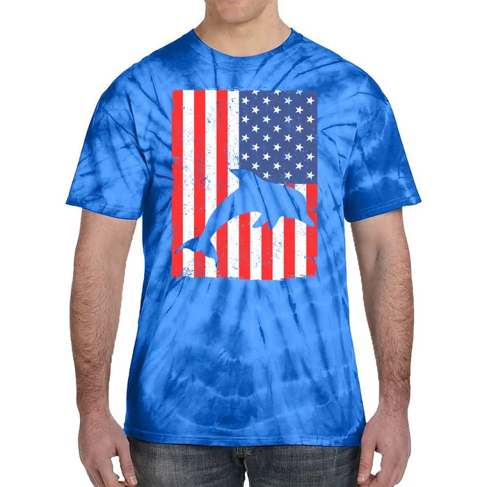 Dolphin Us Flag Independence Day Meaningful Gift Tie-Dye T-Shirt