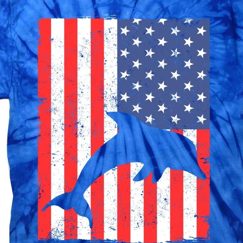 Dolphin Us Flag Independence Day Meaningful Gift Tie-Dye T-Shirt