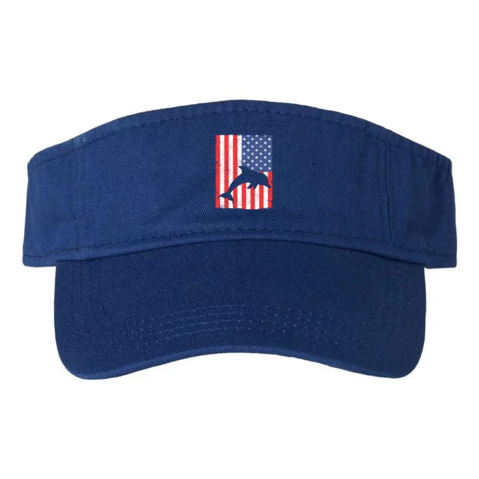 Dolphin Us Flag Independence Day Meaningful Gift Valucap Bio-Washed Visor