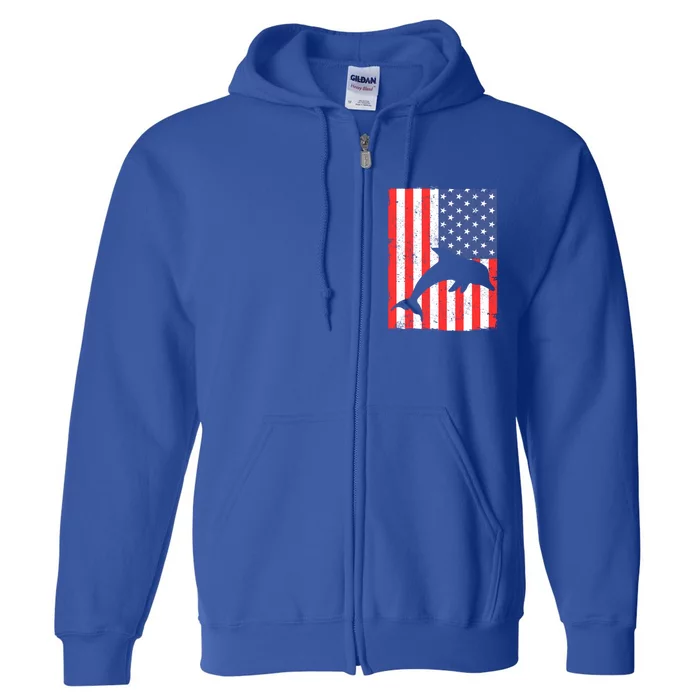 Dolphin Us Flag Independence Day Meaningful Gift Full Zip Hoodie