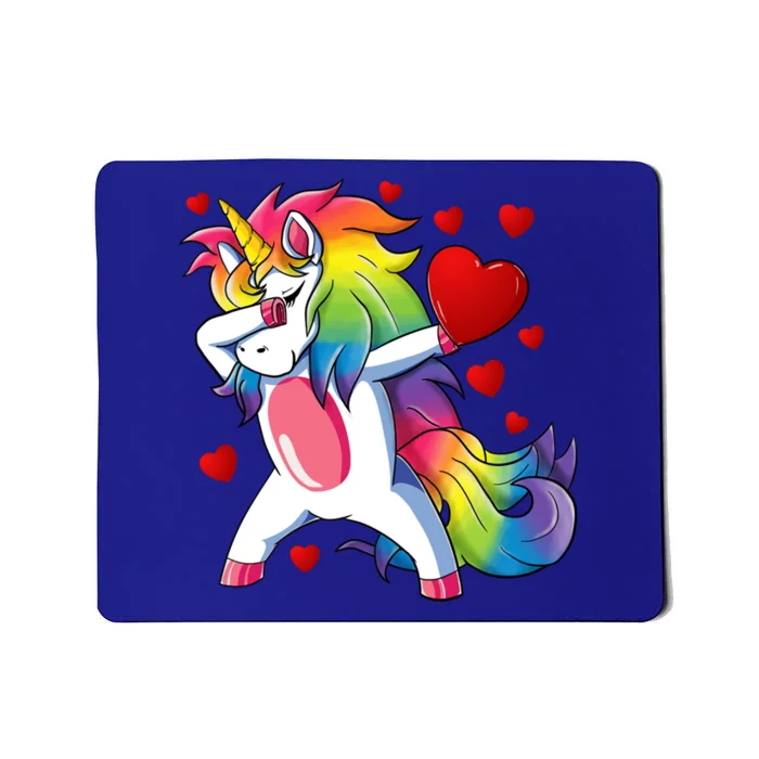 Dabbing Unicorn Heart Valentines Day Rainbow Gift Cool Gift Mousepad