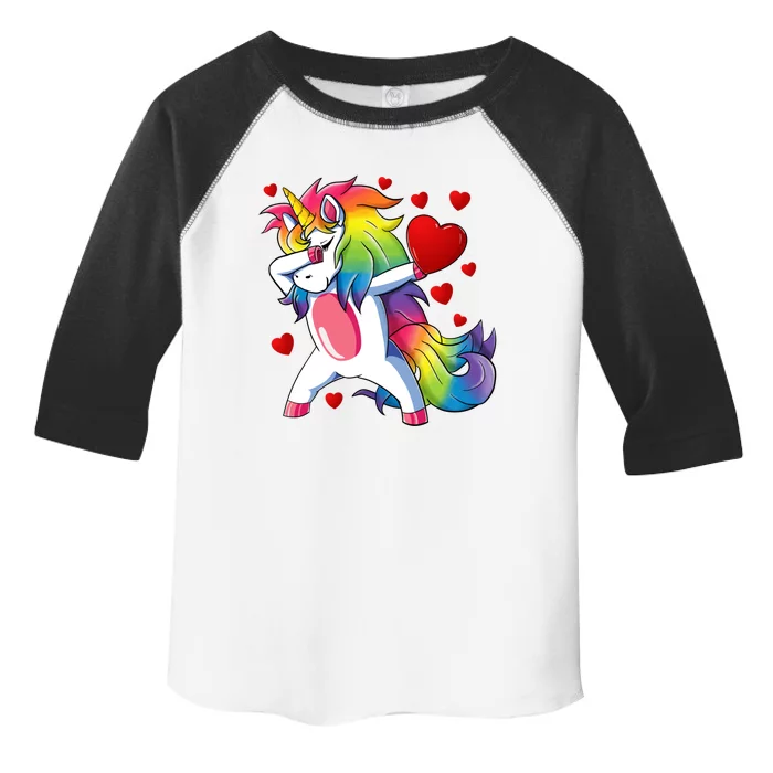 Dabbing Unicorn Heart Valentines Day Rainbow Gift Cool Gift Toddler Fine Jersey T-Shirt