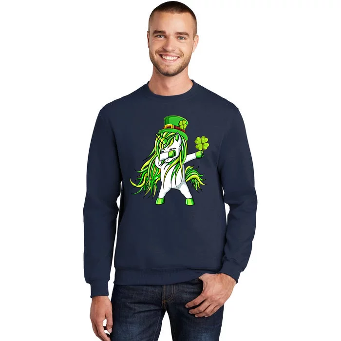 Dabbing Unicorn Happy PatrickS Day Shamrock Lucky Irish Gift Tall Sweatshirt