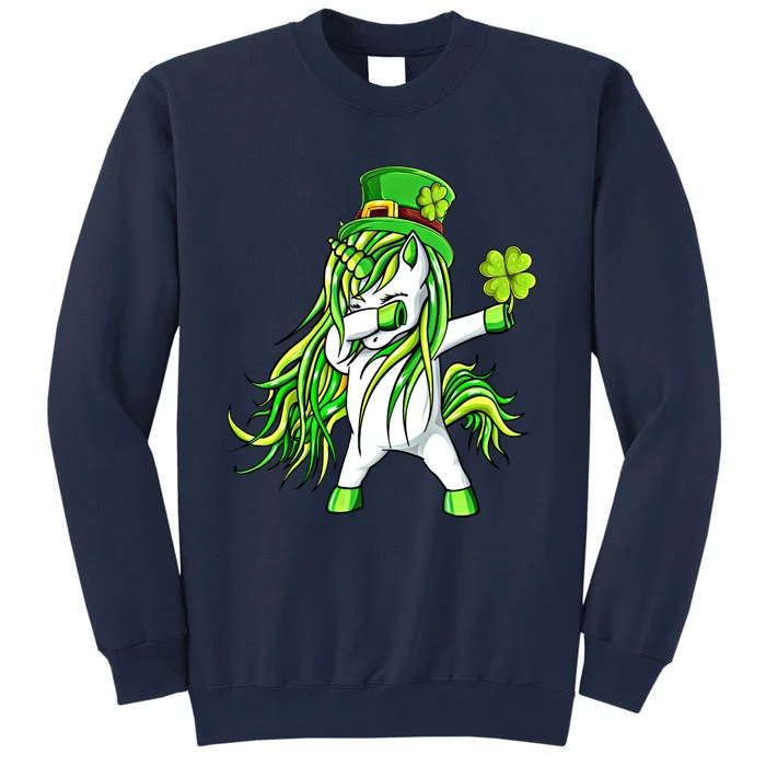 Dabbing Unicorn Happy PatrickS Day Shamrock Lucky Irish Gift Tall Sweatshirt