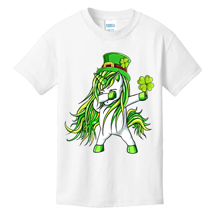 Dabbing Unicorn Happy PatrickS Day Shamrock Lucky Irish Gift Kids T-Shirt