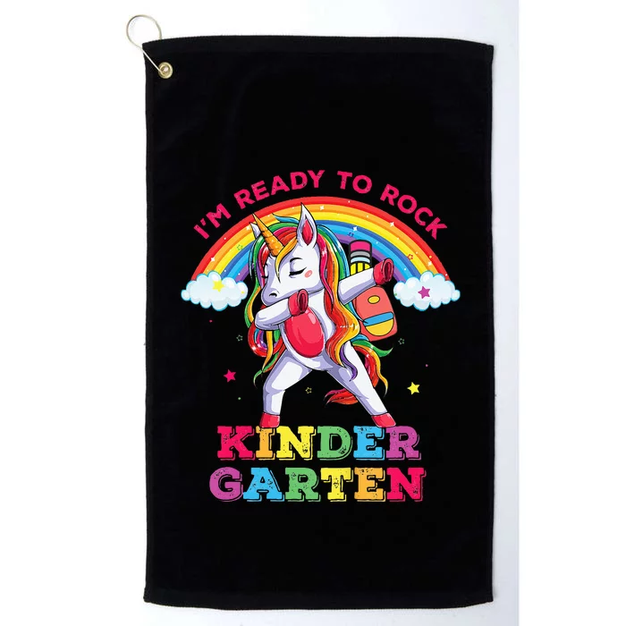 Dabbing Unicorn Im Ready To Rock Kindergarten Back to School Platinum Collection Golf Towel