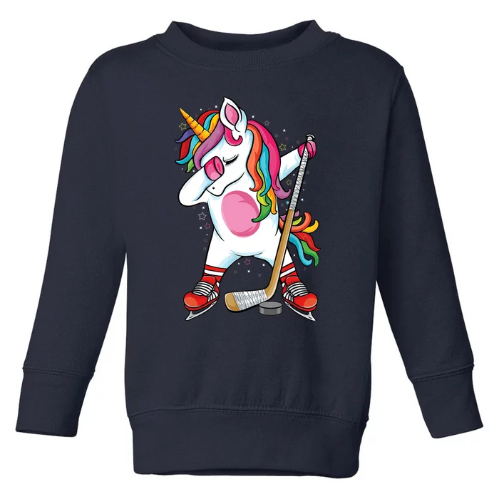 Dabbing Unicorn Ice Hockey Funny Ice Hockey Toddler Sweatshirt