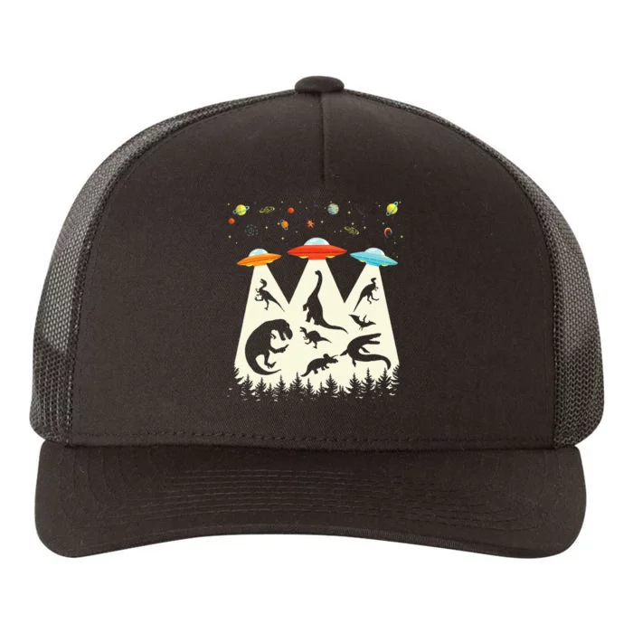 Dinosaur Ufo Lover Retro Alien Abduction Yupoong Adult 5-Panel Trucker Hat