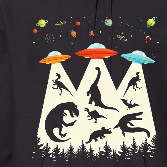 Dinosaur Ufo Lover Retro Alien Abduction Premium Hoodie