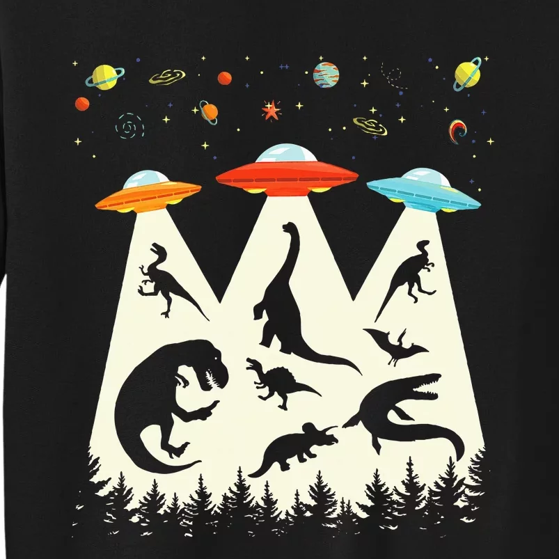 Dinosaur Ufo Lover Retro Alien Abduction Tall Sweatshirt