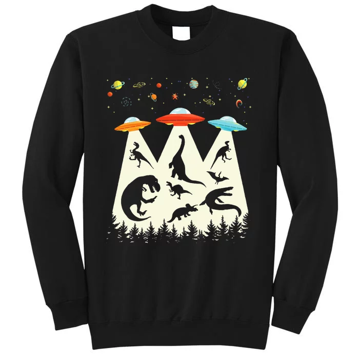 Dinosaur Ufo Lover Retro Alien Abduction Tall Sweatshirt