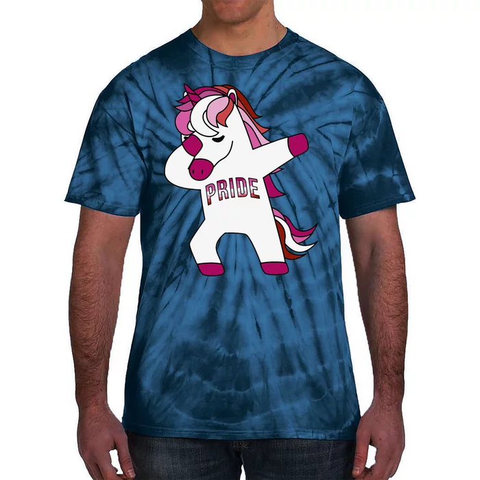 Dabbing Unicorn Lesbian Pride Flag Lgbtq Cool Lgbt Ally Gift Tie-Dye T-Shirt