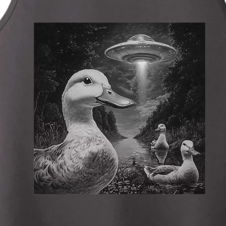 Ducks & Ufos Lakeside Encounter Funny Duck Lover Performance Tank