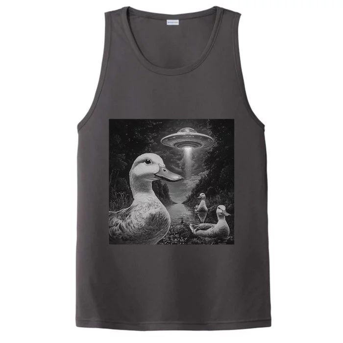 Ducks & Ufos Lakeside Encounter Funny Duck Lover Performance Tank