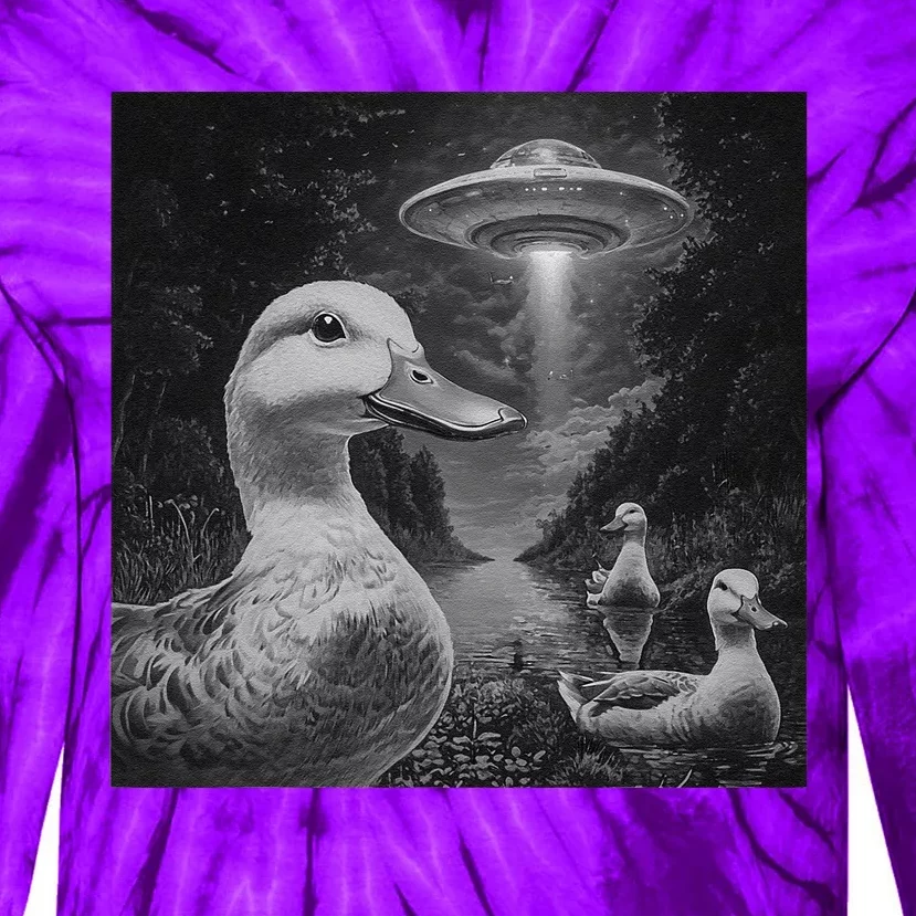 Ducks & Ufos Lakeside Encounter Funny Duck Lover Tie-Dye Long Sleeve Shirt