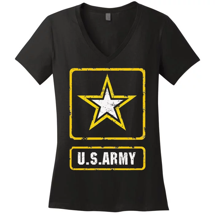 Distressed U.S.Army Logo Vintage US Military Women's V-Neck T-Shirt