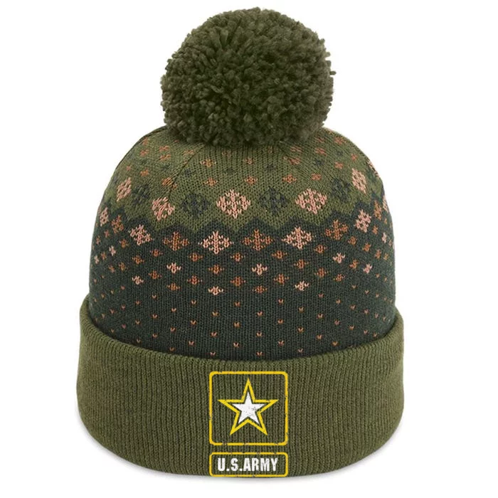 Distressed U.S.Army Logo Vintage US Military The Baniff Cuffed Pom Beanie