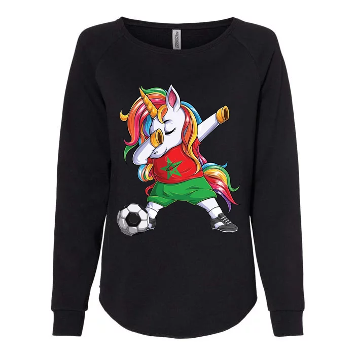 Dab Unicorn Morocco Football Soccer Jersey Moroccan Flag Gift Womens California Wash Sweatshirt