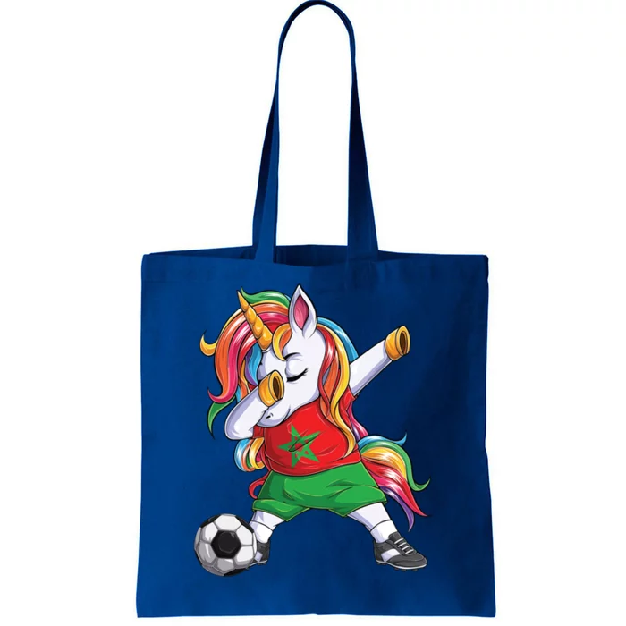 Dab Unicorn Morocco Football Soccer Jersey Moroccan Flag Gift Tote Bag