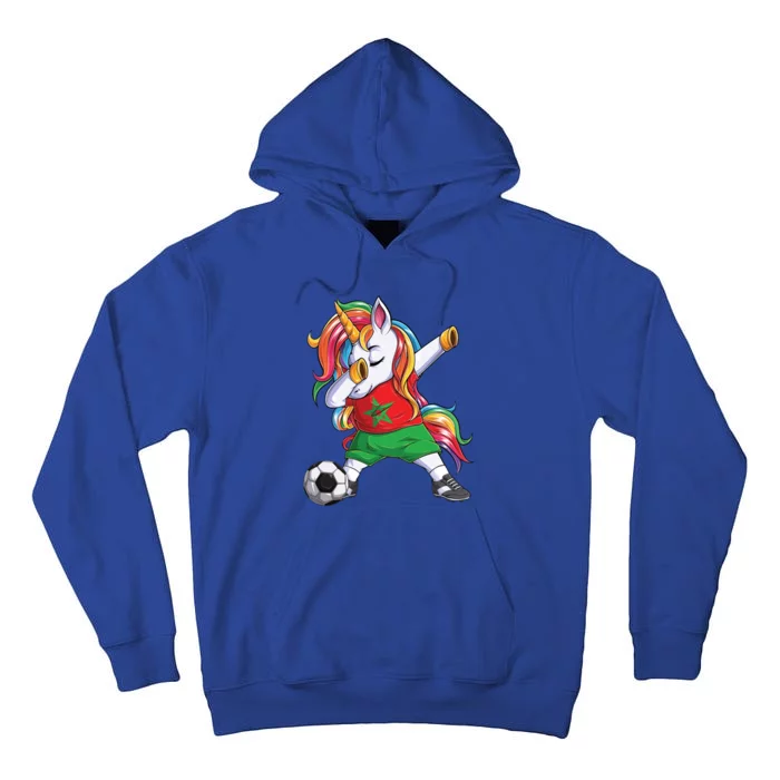 Dab Unicorn Morocco Football Soccer Jersey Moroccan Flag Gift Tall Hoodie