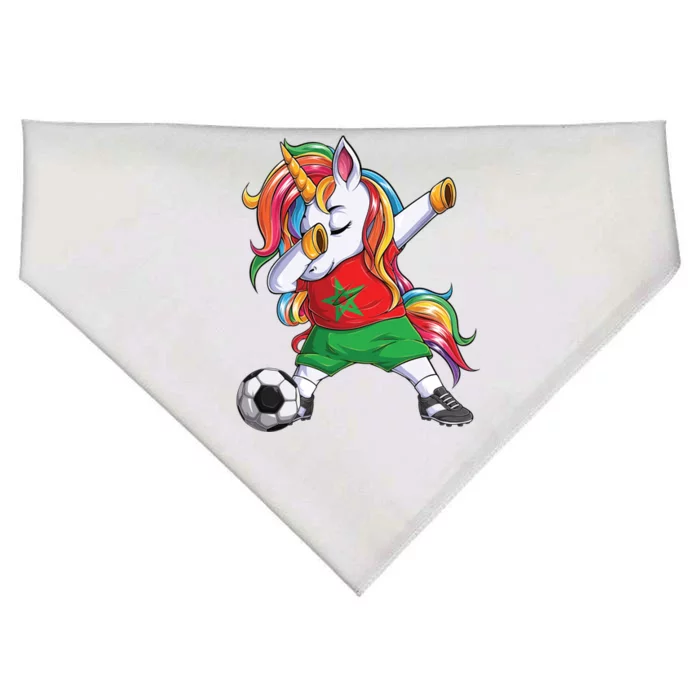 Dab Unicorn Morocco Football Soccer Jersey Moroccan Flag Gift USA-Made Doggie Bandana