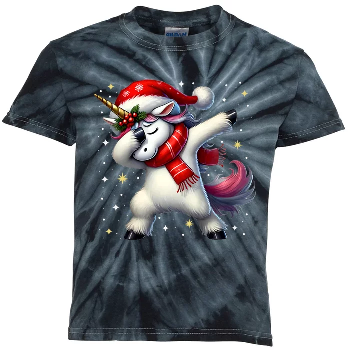 Dabbing Unicorn Magical Christmas Kids Tie-Dye T-Shirt