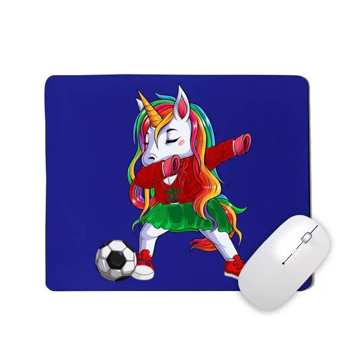 Dabbing Unicorn Morocco Football Soccer Jersey Moroccan Flag Gift Mousepad