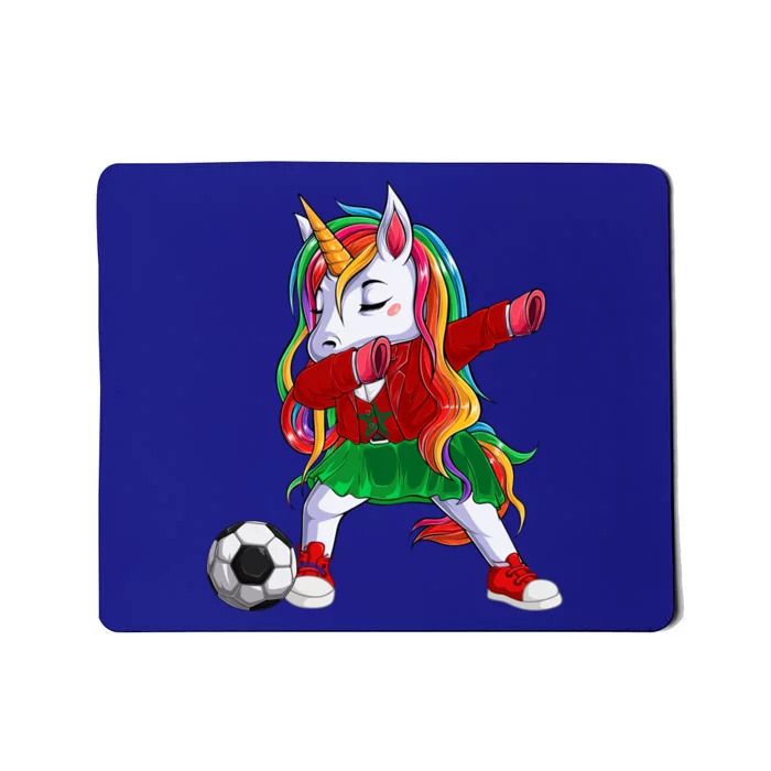 Dabbing Unicorn Morocco Football Soccer Jersey Moroccan Flag Gift Mousepad