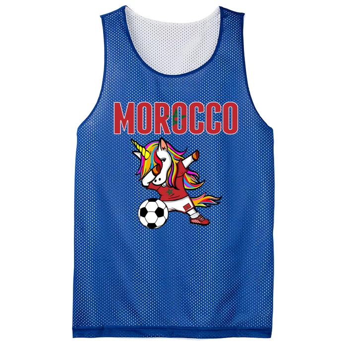 Dabbing Unicorn Morocco Soccer Fans Jersey Moroccan Flag Gift Mesh Reversible Basketball Jersey Tank