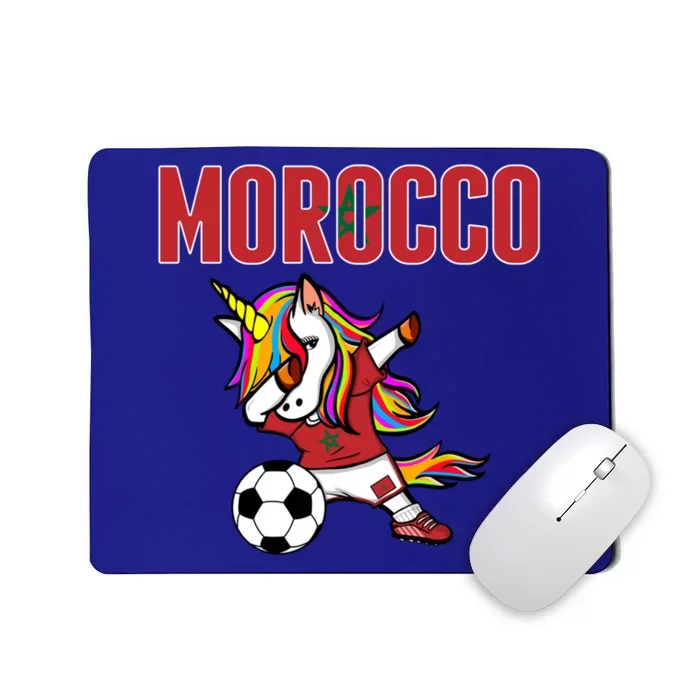 Dabbing Unicorn Morocco Soccer Fans Jersey Moroccan Flag Gift Mousepad