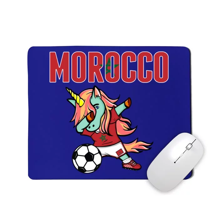 Dabbing Unicorn Morocco Soccer Fans Jersey Moroccan Flag Gift Mousepad