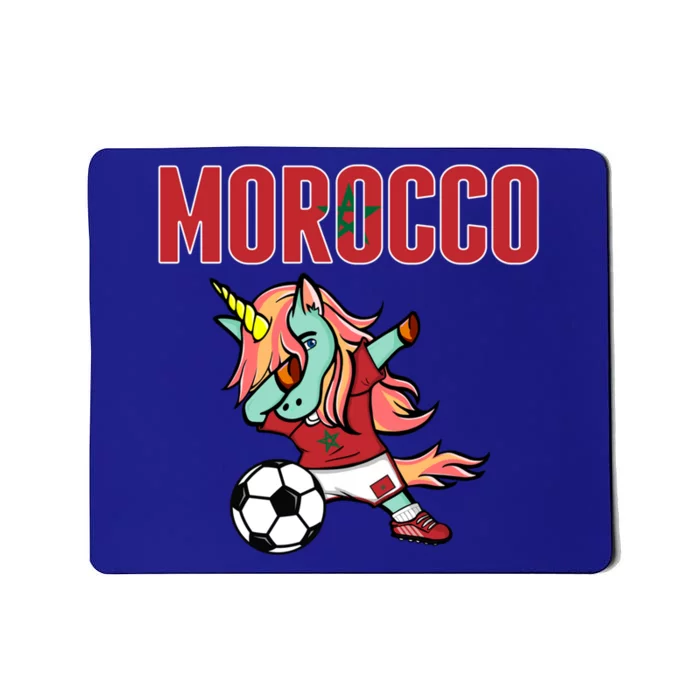 Dabbing Unicorn Morocco Soccer Fans Jersey Moroccan Flag Gift Mousepad