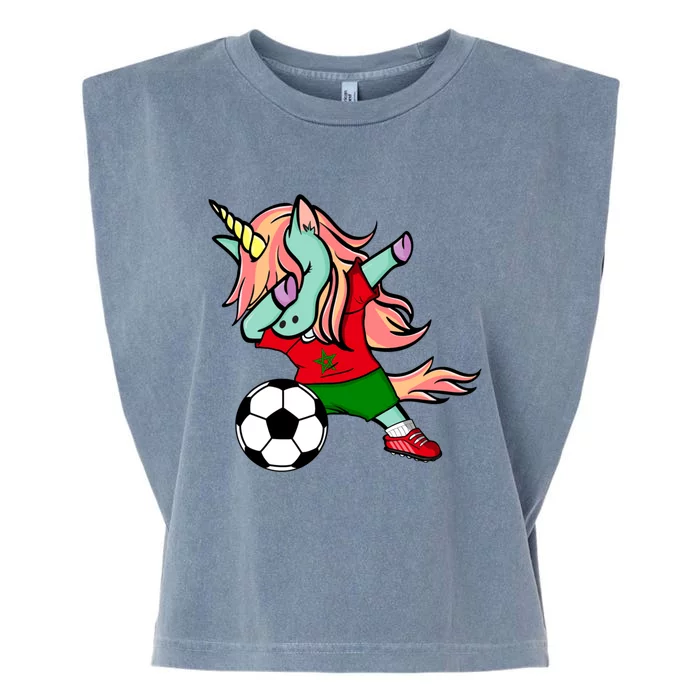 Dabbing Unicorn Morocco Soccer Fans Jersey Moroccan Football Gift Garment-Dyed Women's Muscle Tee