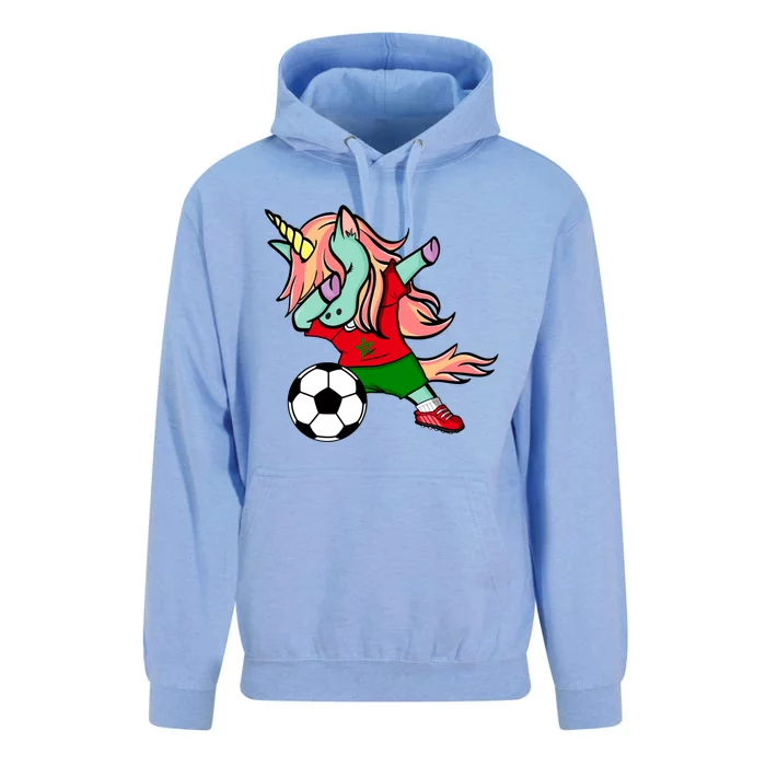 Dabbing Unicorn Morocco Soccer Fans Jersey Moroccan Football Gift Unisex Surf Hoodie