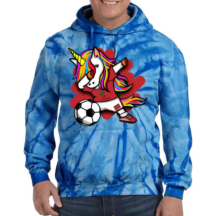 Dabbing Unicorn Morocco Soccer Fans Jersey Moroccan Football Gift Tie Dye Hoodie