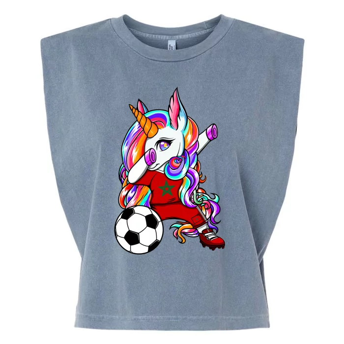 Dabbing Unicorn Morocco Soccer Fans Jersey Moroccan Football Cool Gift Garment-Dyed Women's Muscle Tee