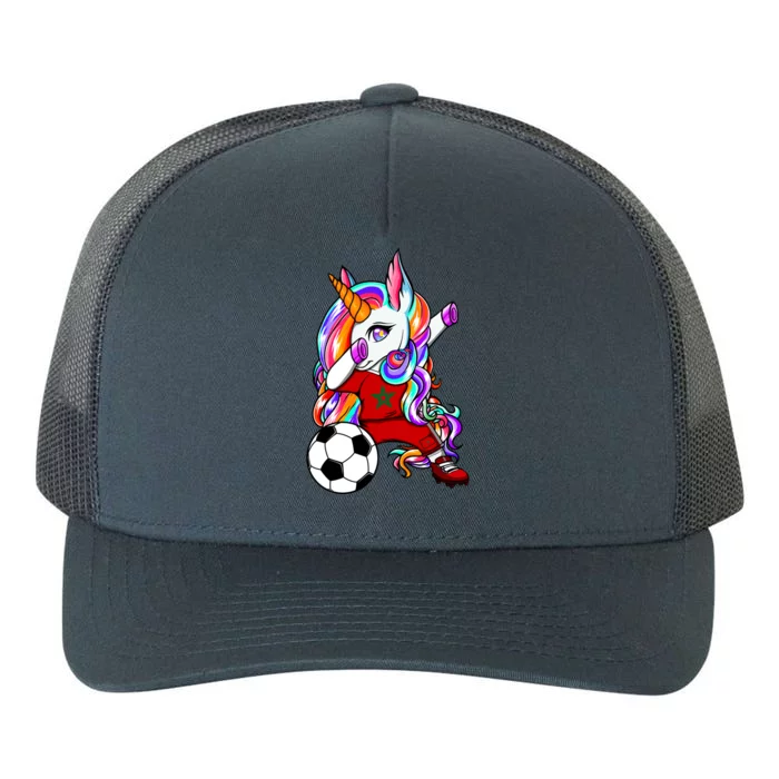 Dabbing Unicorn Morocco Soccer Fans Jersey Moroccan Football Cool Gift Yupoong Adult 5-Panel Trucker Hat