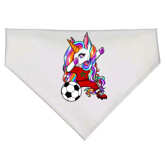 Dabbing Unicorn Morocco Soccer Fans Jersey Moroccan Football Cool Gift USA-Made Doggie Bandana