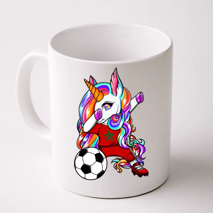 Dabbing Unicorn Morocco Soccer Fans Jersey Moroccan Football Cool Gift Front & Back Coffee Mug