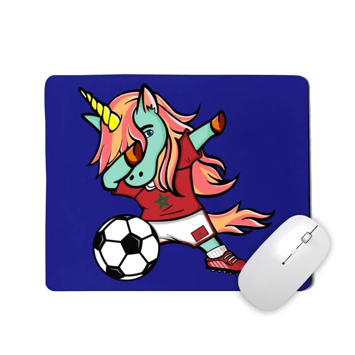 Dabbing Unicorn Morocco Soccer Fans Jersey Moroccan Football Gift Mousepad